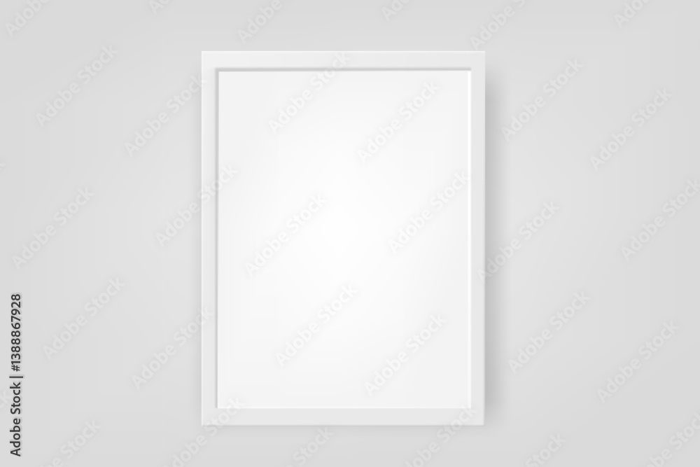 Aufkleber Vertical picture with white frame on the wall. 3d vector mockup