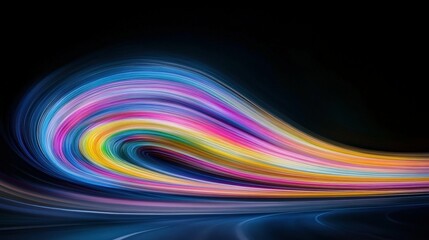 Abstract Rainbow Waves: A mesmerizing blend of vibrant rainbow hues swirls and flows in an abstract design, creating a sense of motion and energy, evoking feelings of joy and optimism.