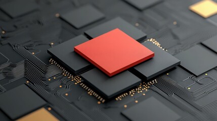 Circuitry Core: A dynamic and close-up perspective reveals an intricate network of circuits, featuring a vibrant red core that is central to this technological advancement. 