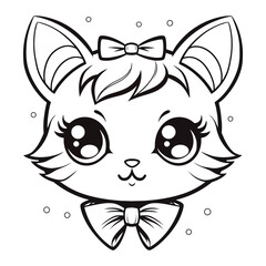 Cute Cartoon Cat with Bow