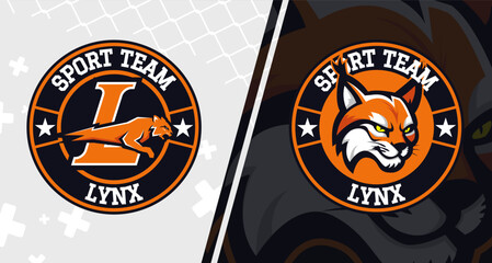 Lynx sports mascot logo design. Modern circle emblem for sports team or wear print. © LittleSmith