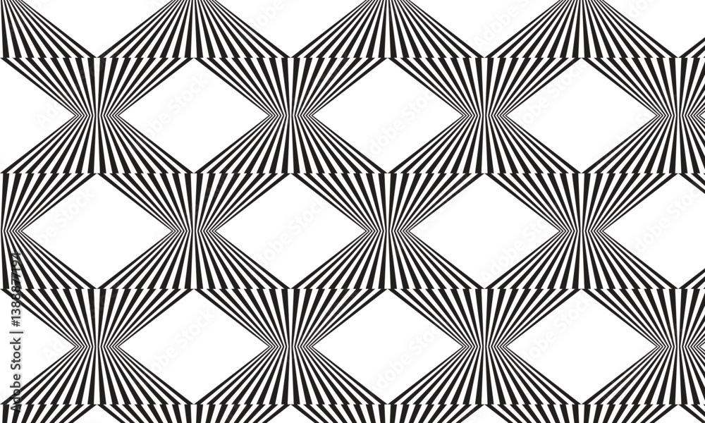 Poster abstract black illusion line pattern create a rhombus can be used background, banner, poster.