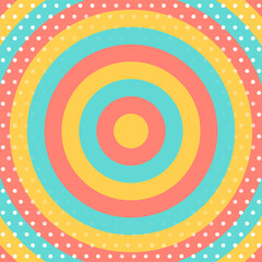 同心円のイメージとドットのパターン背景、円形ストライプ、渦巻き、正方形サイズ