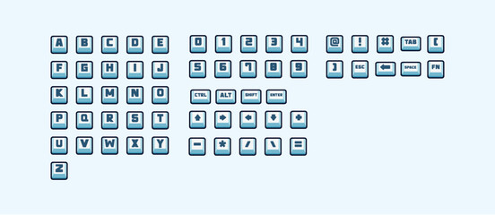 Blue cute vector keyboard button key sheet キーボード キーボタン ベクター素材