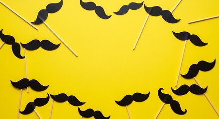 Joyful Yellow & Black Mustache Party Frame AI Generated