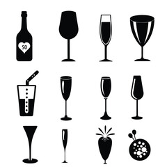Champagne glass icon silhouette.