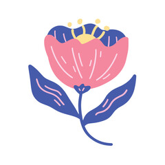  Pink and Blue Floral Illustration