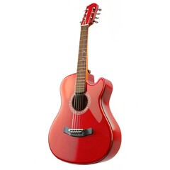 Obraz premium Red guitar isolated on white background.