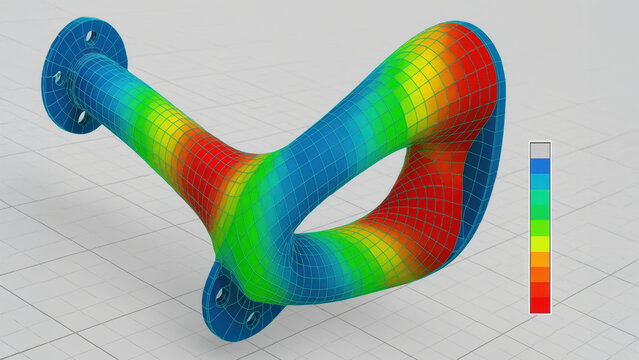 3D simulation model showcasing advanced engineering design with focus on structural integrity and material distribution