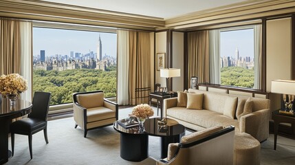 Fototapeta premium Luxurious New York City Suite with Park View