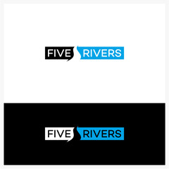 Five Rivers Logo with Modern Typography and Blue Accent