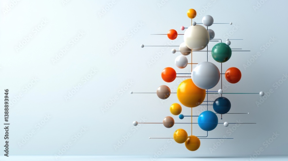 Leinwandbilder A colorful array of spheres is suspended in midair, creating a sense of motion