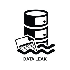 Data leak icon. Database cracking isolated on background vector illustration.