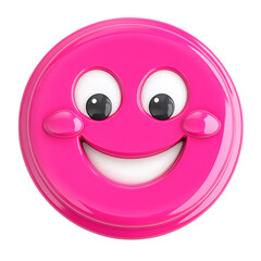 Naklejka premium Happy Pink Smiley Face 3D Render Brightly Lit. AI Generated