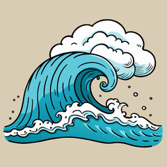 Sea Waves Sketch: Vintage Storm Wave & Ocean Tide Hand-Drawn Vector Set