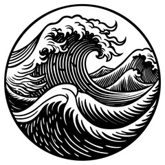Sea Waves Sketch: Vintage Storm Wave & Ocean Tide Hand-Drawn Vector Set
