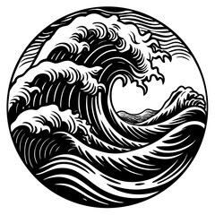 Sea Waves Sketch: Vintage Storm Wave & Ocean Tide Hand-Drawn Vector Set