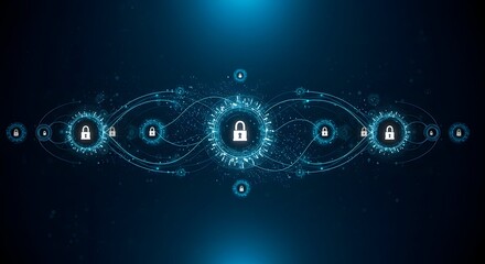 Secure Network Connection with Padlocks Representing Digital Security in Cyberspace