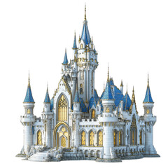 Fototapeta premium Fantasy Ice Crystal Castle with Blue Roof