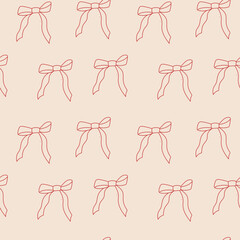 Repeating pattern of minimalist bows on a light background for fabric design