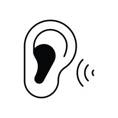 Ear icon isolated on a white background. Vector illustration.