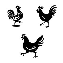 chicken set silhouette