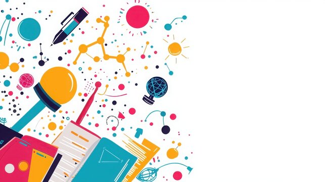 Whimsical science infographic elements in a colorful setting creative digital art engaging learning experience