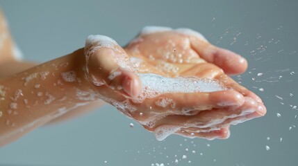 Fototapeta premium Rubbing: Using your fingers or palm to apply friction to a surface or body part, often to soothe discomfort, relieve tension, or generate warmth. 