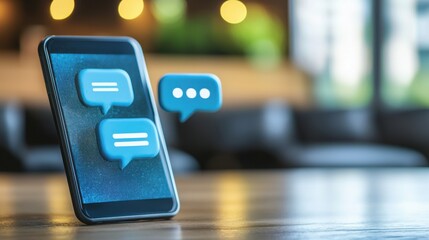 Realtime digital survey response collection through mobile messaging interactive engagement business modern workspace eye-level view technology