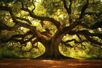 Fototapeta premium Famous Angel Oak: Majestic Tree of Charleston's Scenic Landscape in South Carolina Nature Park