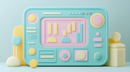 Fototapeta premium Whimsical digital campaign optimization dashboard for creative marketing insights playful design aesthetic bright color palette digital environment
