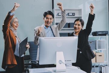business meeting businesswoman woman office entrepreneur presentation success applause applauding...
