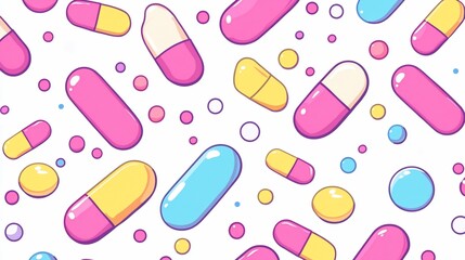 Pastel Capsule Pattern: A Playful Medical Illustration
