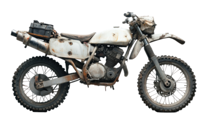 Off-road motorcycle, weathered and dusty