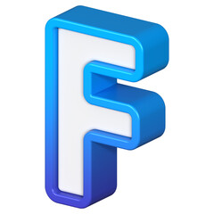 Isometric view of bold Letter F, stands out with its striking blue and white gradient, ready for visual communication, emphasizing clarity and modern feel, 3d rendering