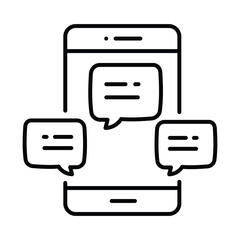 Mobile Messaging vector outline icon. EPS 10 file