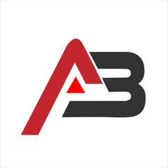 A B Logo. AB Letter Logo Design with Black and Red Color.
