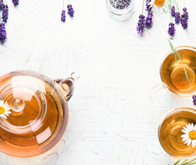 Healthy herbal tea with Lavender and chamomile.