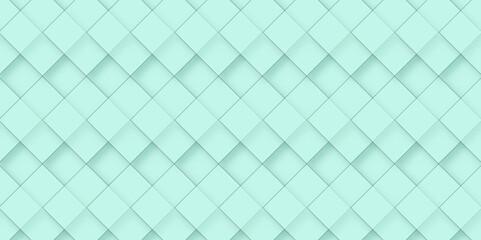 Blue ceramic wall and floor tiles abstract background. Blue squares background. Seamless vector illustration. Minimal ceramic kitchen tile pattern. Diagonal cross line grid seamless pattern.