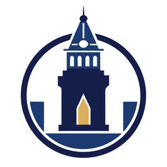 Obraz premium clock tower logo design vector illustration