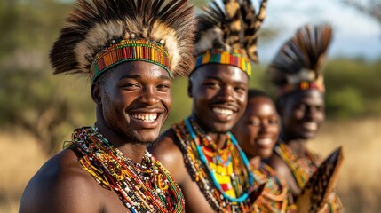 Fototapeta premium A group of men wearing colorful headdresses