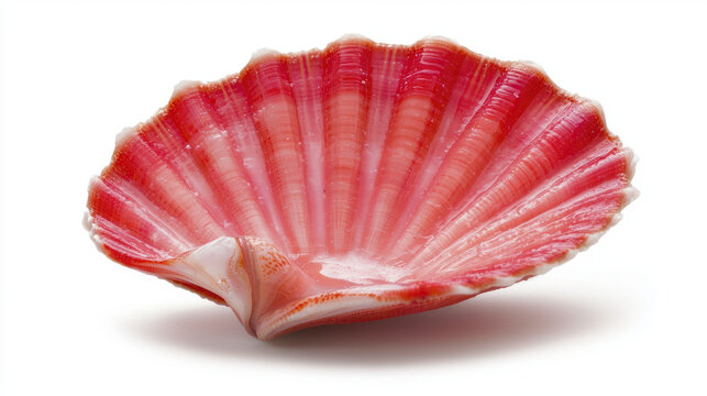 vibrant pink scallop shell with intricate ridges and smooth surface, showcasing natural beauty and marine elegance