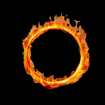 Fire circle frame animation isolated asset, transparent 4K video