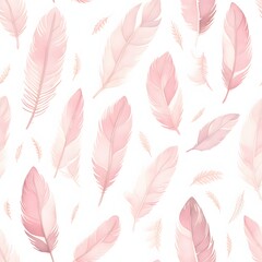 Obraz premium Seamless pattern of simple watercolor feathers soft pinks and whites nature minimalist design elegant aesthetic