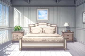 A Well Lit Bedroom Displaying Comfortable Furniture and Decorations