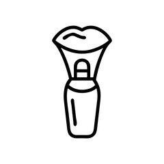 Makeup Brush Lips Cosmetic Vector Icon Line Art