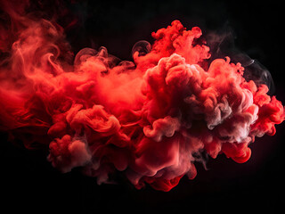 Obraz premium Dark hand painted red watercolour background. Abstract red smoke on black background.