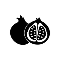 Pomegranate Fruit Whole and Half Vector Icon

