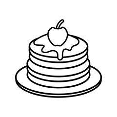 Pancake Stack Line Icon Vector. Breakfast Food Symbol