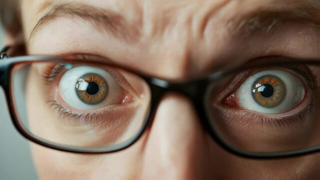 Close up of a woman wearing eyeglasses, showcasing intense emotions of fear, disbelief, and concern, likely stemming from unsettling political events and current news